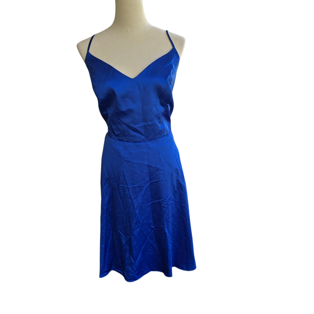 B Darlin Royal Blue Satin Sleeveless Dress Adjustable Straps Size 18w Nwt